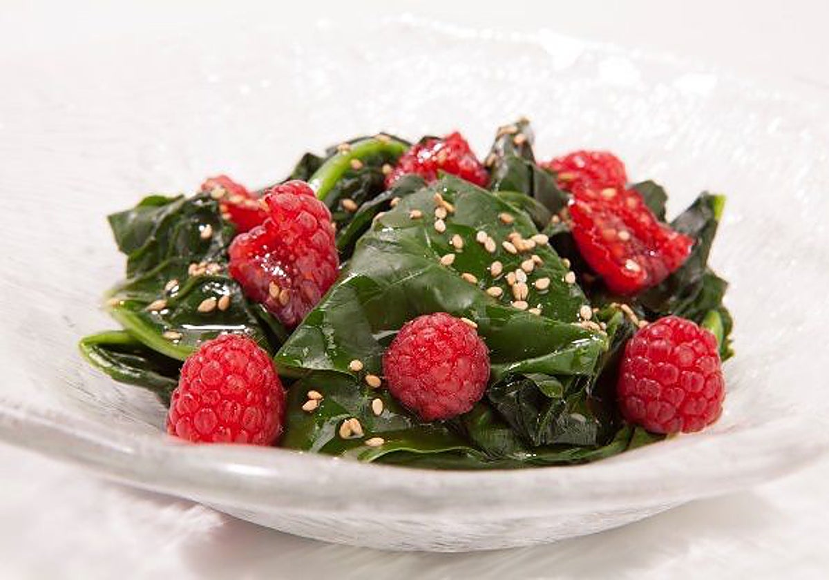 Espinacas con frambuesas.
