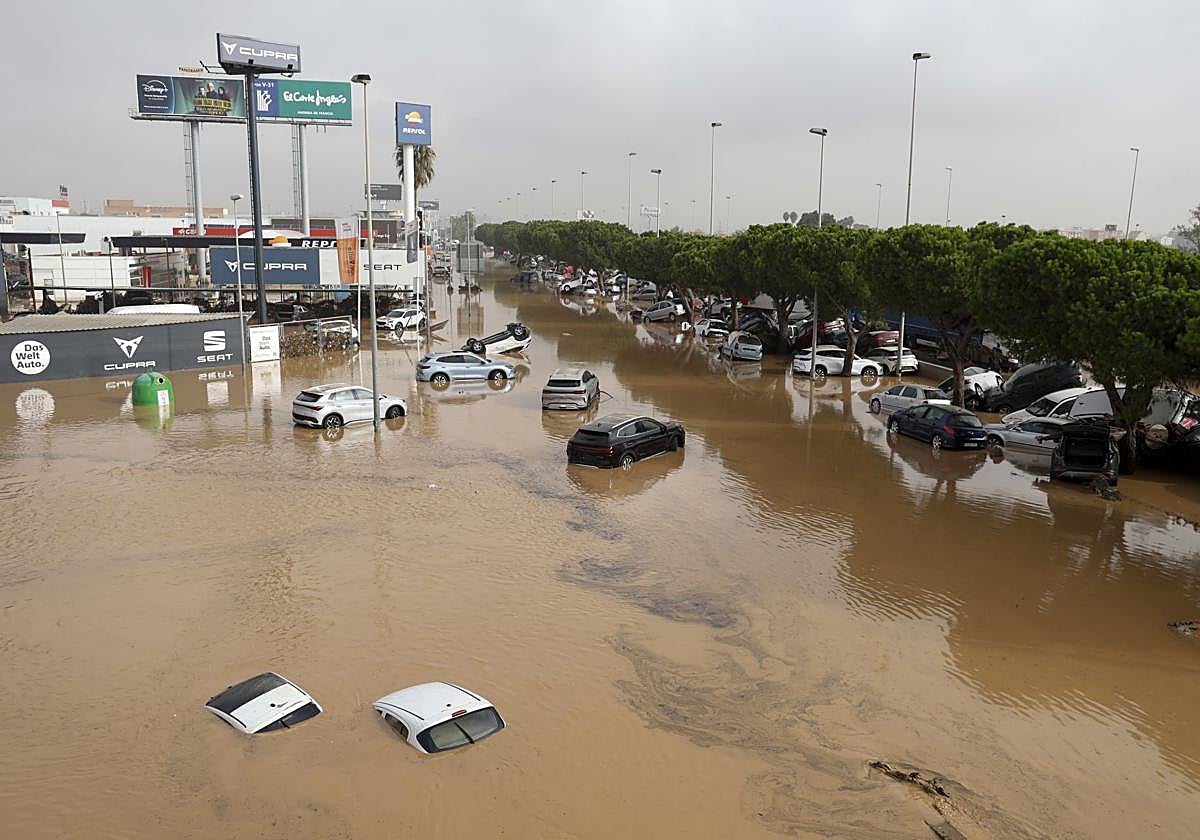 Polígono industrial anegado por la dana de octubre de 2024 en la Comunidad Valenciana.