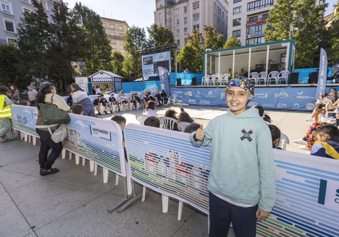 Irene, este martes en la plaza del Ayuntamiento de Santander.