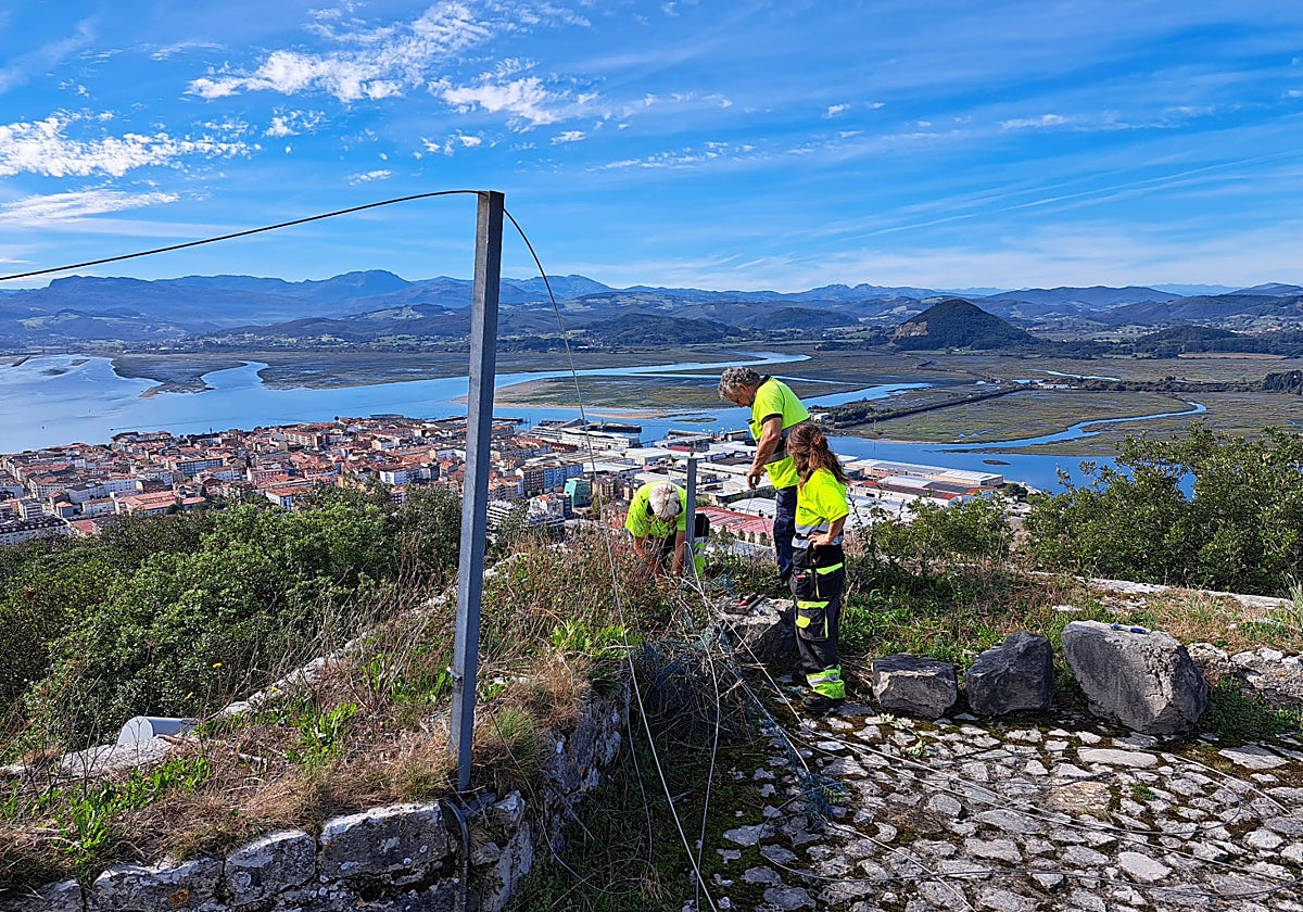 Trabajos de retirada de la estructura metálica.