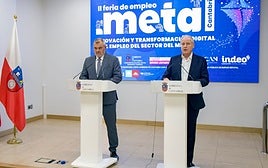 El secretario de PYMETAL, Alberto Gómez Otero y el consejero de Industria, Eduardo Arasti presentaron la feria