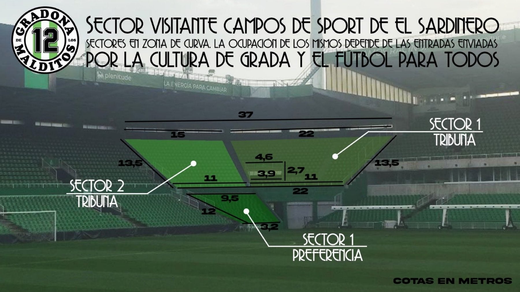 La Gradona comparte las medidas de la zona visitante