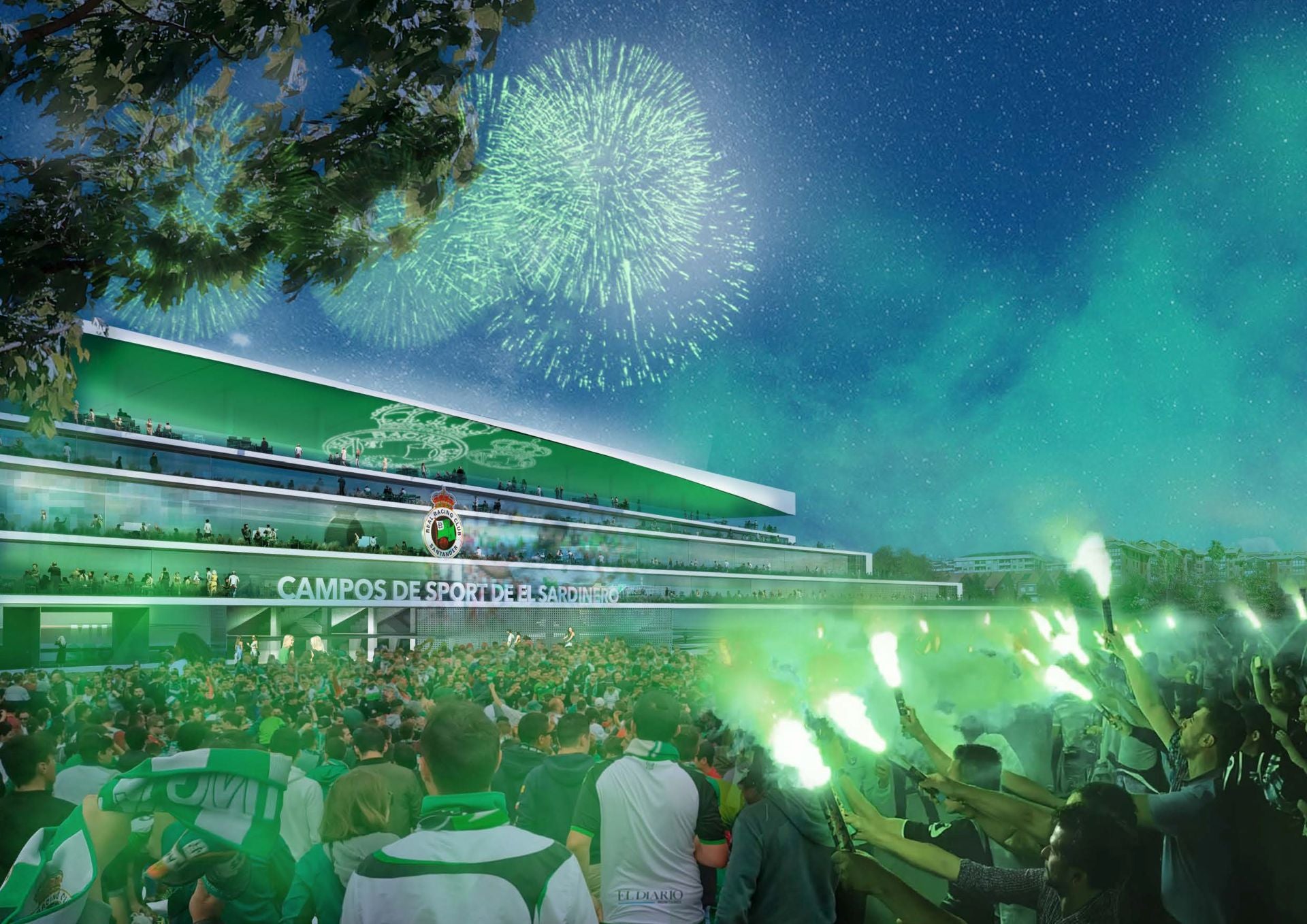 Recreación de la plaza junto a Mesones y la fachada este.