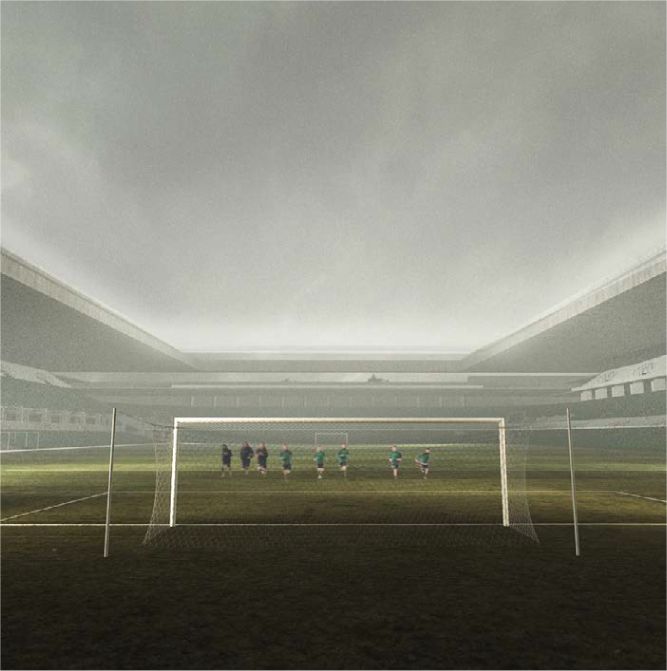 Vista desde el interior del estadio desde la Gradona (preferencia norte).