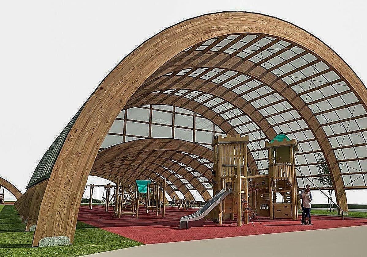 Infografías del proyecto para cubrir el parque infantil de Las Llamas