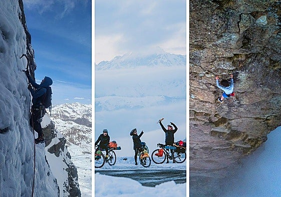Marina Fernández, Marcos López y Hervé Barmasse en sus expediciones.