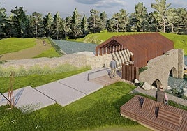 Infografía del futuro molino y su entorno ya restaurado.