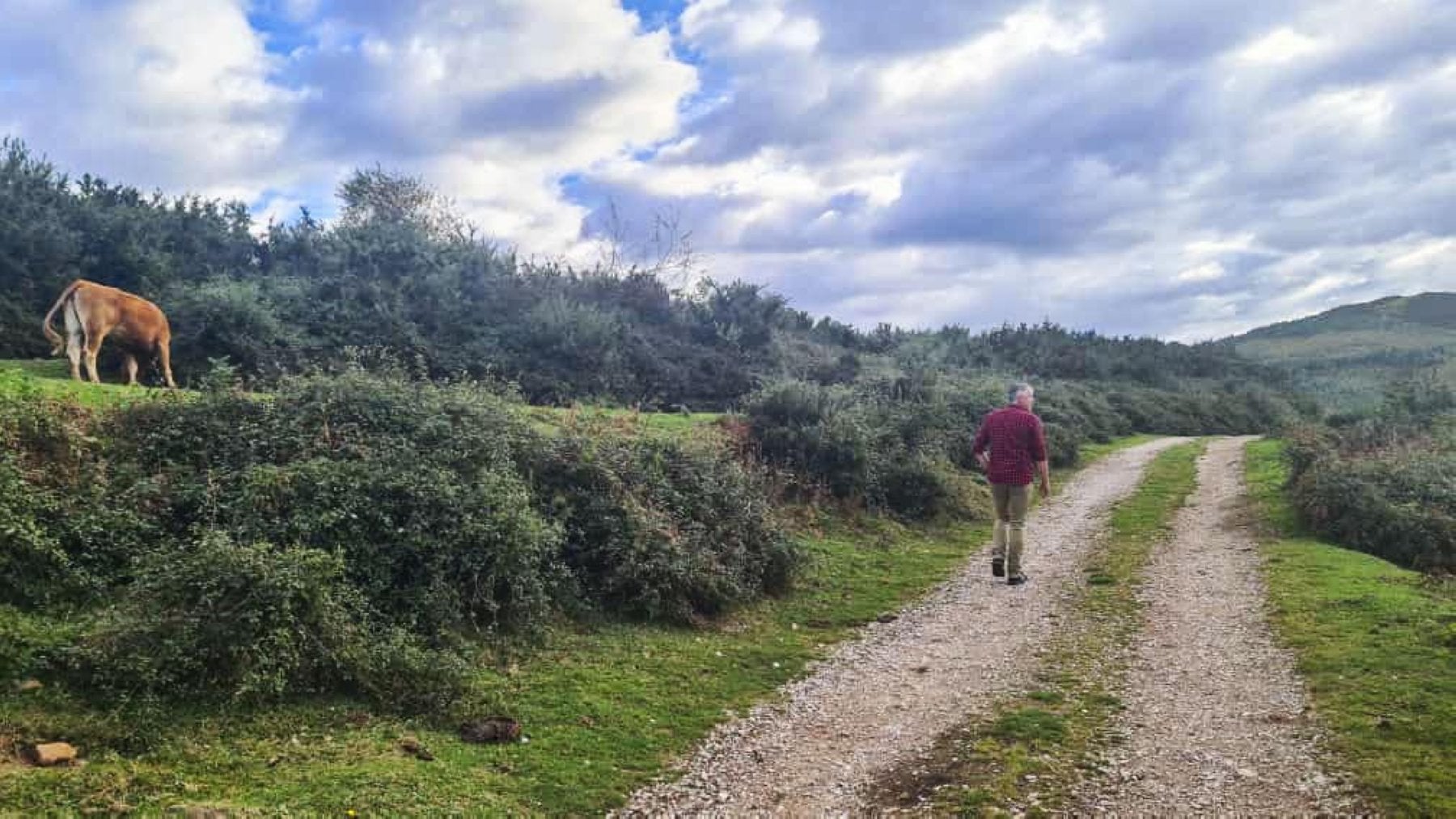 El pedáneo Eduardo Trueba camina por una de las sendas a la ruta.