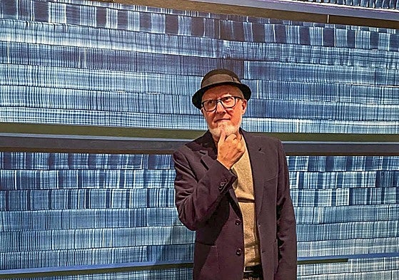 Juan Uslé en la tarde de ayer durante la presentación de la muestra