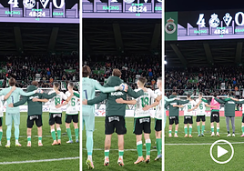 Los jugadores celebran el triunfo ante el Eibar