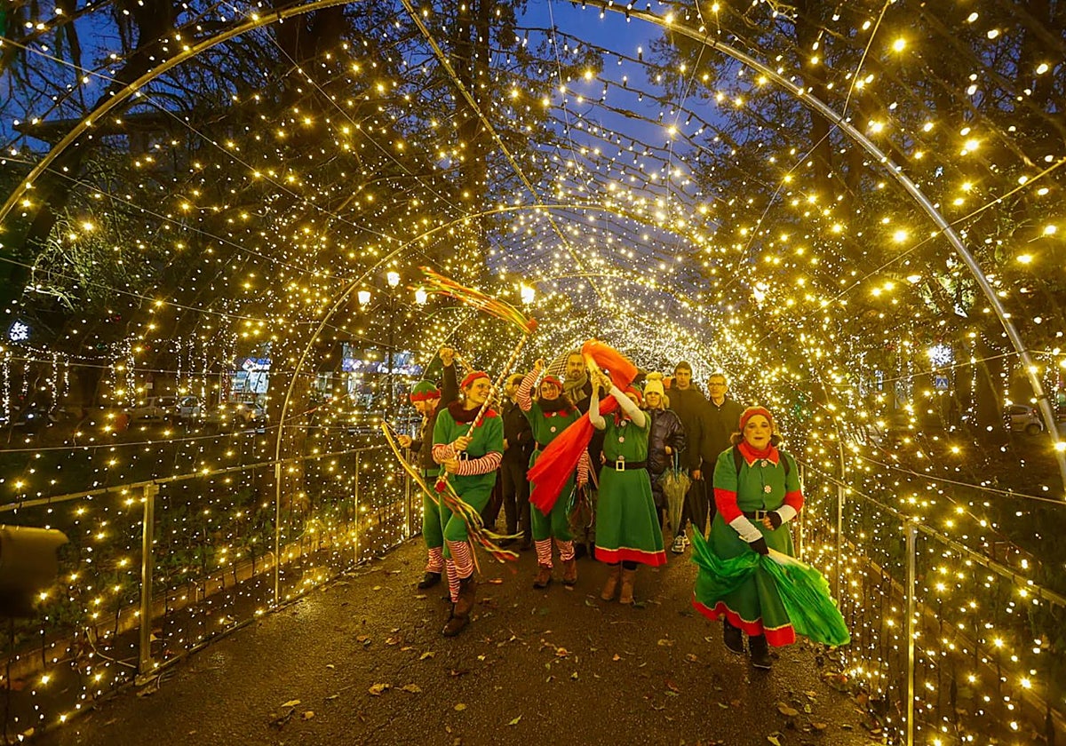 Túnel de luz del parque Manuel Barquín, el año pasado, durante las fiestas.