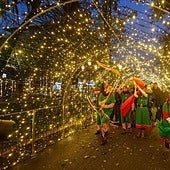 Túnel de luz del parque Manuel Barquín, el año pasado, durante las fiestas.