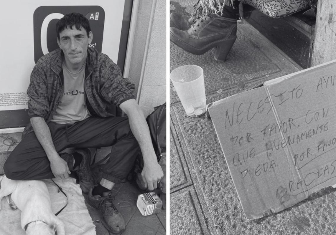 A la izquierda, Félix, de 38 años y natural de Madrid. A la derecha, los tacones de Flor. Ambos están en Jesús de Monasterio, uno frente a otro.