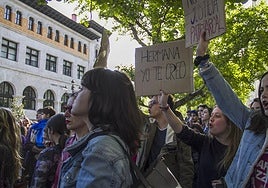 Concentración de protesta por la sentencia de 'la manada' frente a la Delegación de Gobierno en Cantabria.