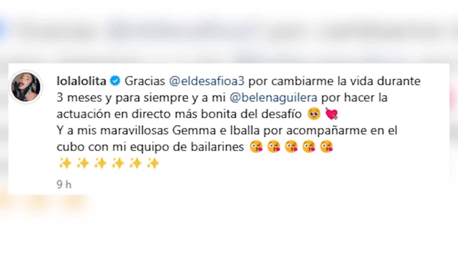 Lola Lolita se despide de ‘El desafío’: “Gracias por cambiarme la vida”