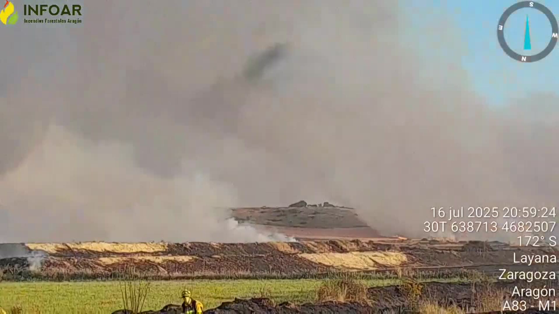 Controlado un incendio en Sádaba tras arder 35 hectáreas de cereal y matorrales
