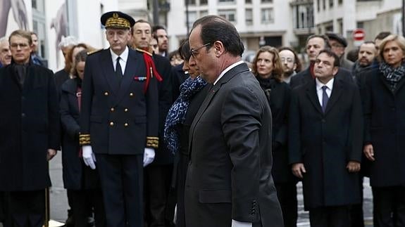 Hollande, durante el acto de homenaje. 