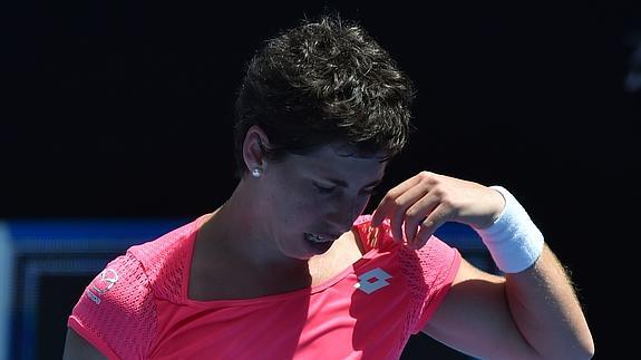 Carla Suárez, durante su partido ante Agnieszka Radwanska.