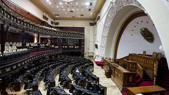 Vista general del hemiciclo de sesiones de la Asamblea Nacional venezolana.