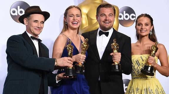 Mark Rylance, Brie Larson, Leonardo DiCaprio y Alicia Vikander.