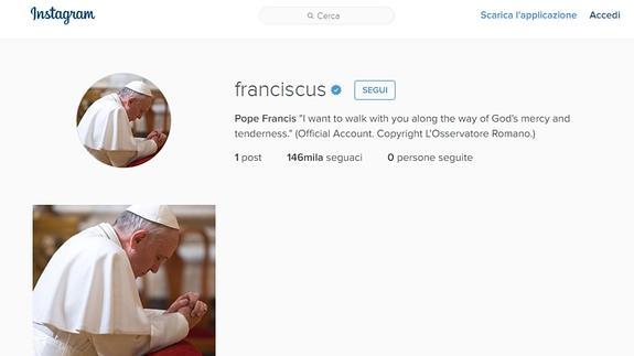 Imagen del perfil en Instagram del papa Francisco. 