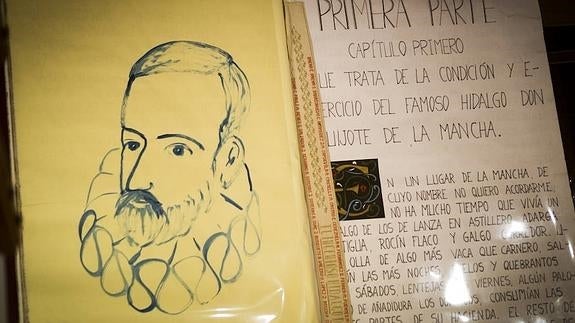 Un retrato de Cervantes en 'El Quijote' más grande del mundo, en El Toboso.