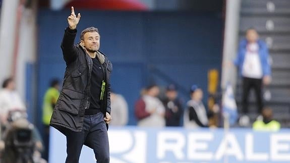 Luis Enrique, durante el partido ante el Deportivo. 