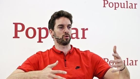 Pau Gasol, durante su comparecencia este lunes en Madrid.