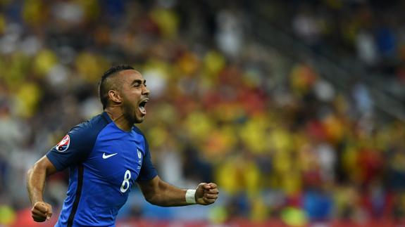 Payet, tras meter el gol contra Rumanía. 