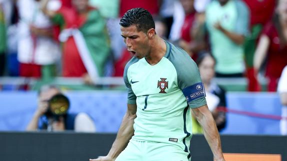 Cristiano Ronaldo celebrando un gol ante Hungría.