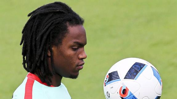 Renato Sanches, en un entrenamiento de Portugal. 