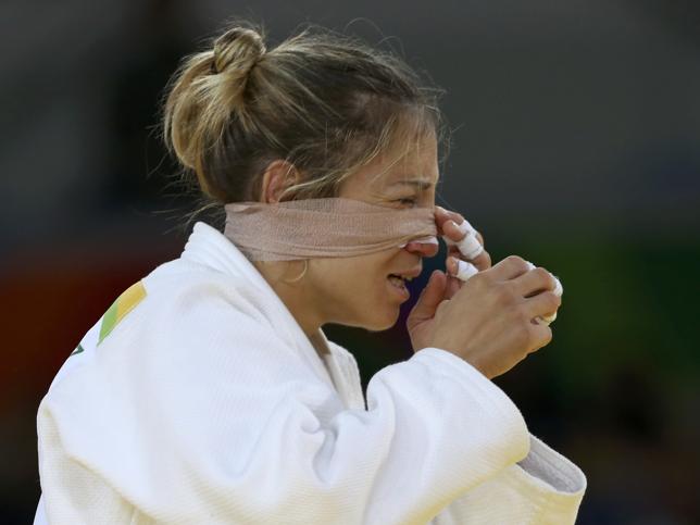 Laura Gómez, durante su combate 