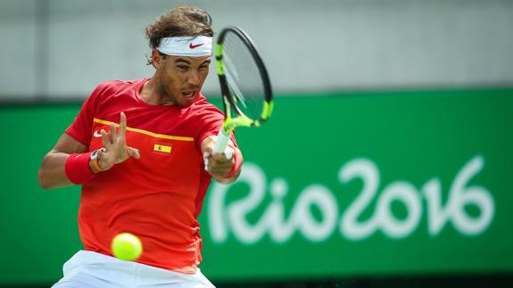 Rafa Nadal, en pleno partido. 