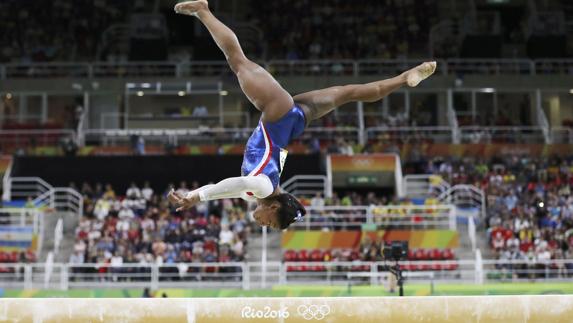 Biles, durante un ejercicio. 