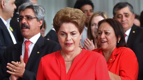 Dilma Rousseff, tras ser destituida como presidenta de Brasil.