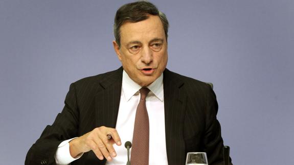 El presidente del BCE, Mario Draghi, tras el consejo de gobierno de hoy.