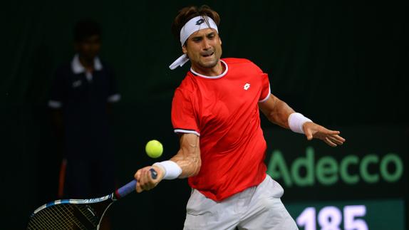 David Ferrer, durante el partido. 