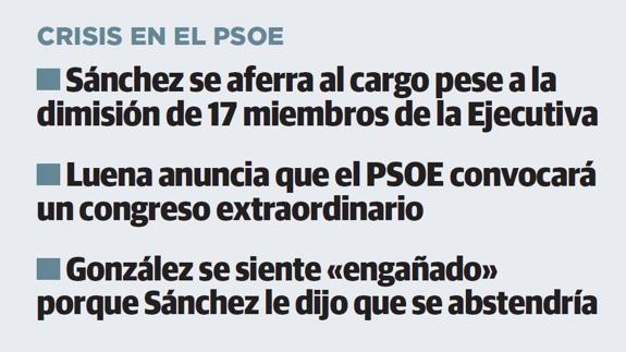 La crisis del PSOE, en tres titulares