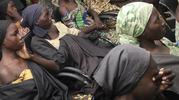 Algunas de las 21 niñas de Chibok que fueron liberadas.