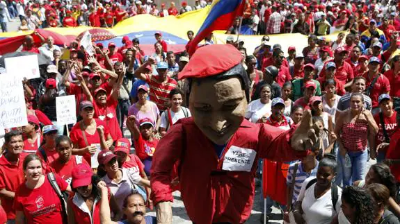Seguidores del chavismo durante una manifestación.