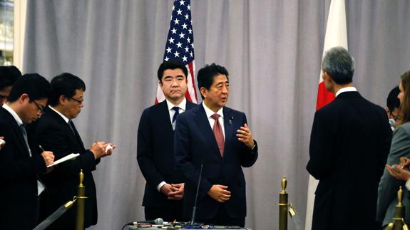 Shinzo Abe, tras su encuentro con Donald Trump en Nueva York. 