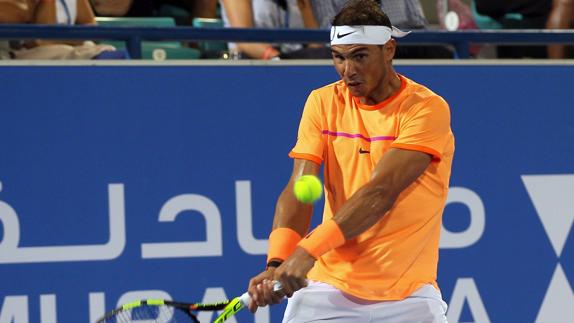 Rafa Nadal, en el torneo de exhibición Mubadala.