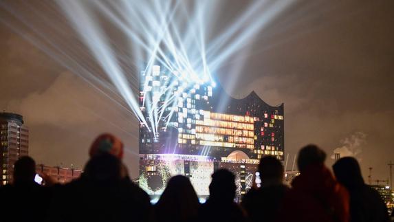 Iluminación de la Filarmónica de Hamburgo. 