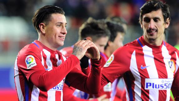 Giménez celebra su gol. 