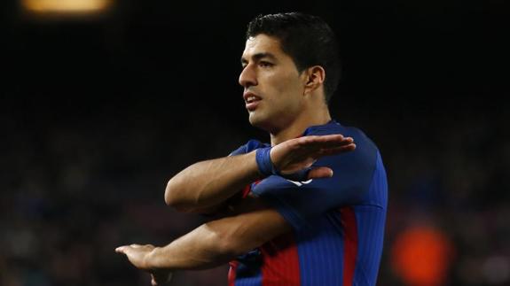 Suárez, ante el Atlético. 