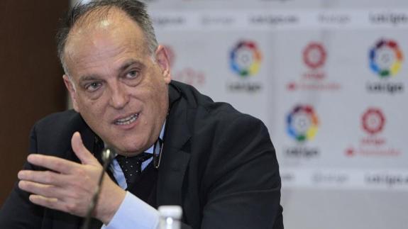 Javier Tebas, en la sede de LaLiga. 