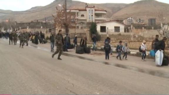 Evacuacion de una de las localidades sirias.