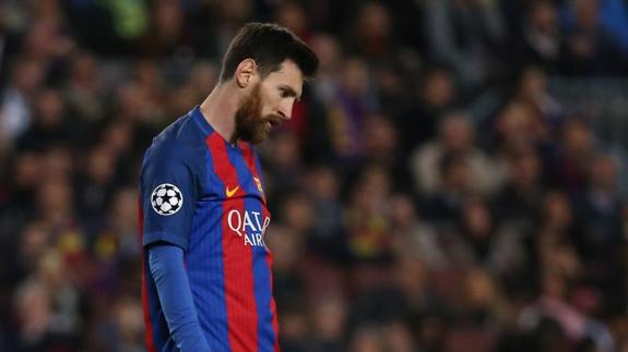 Leo Messi, cabizbajo ante la Juventus. 