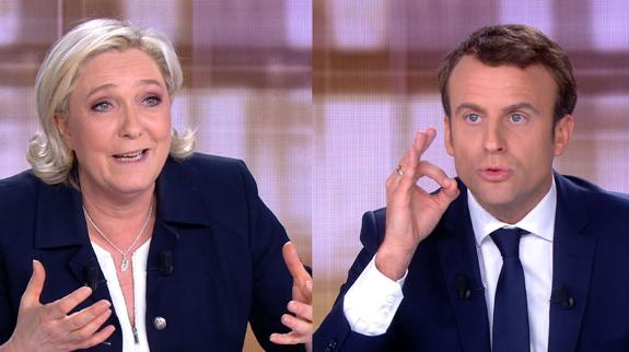 Macron y Le Pen, durante el debate del pasado miércoles. 