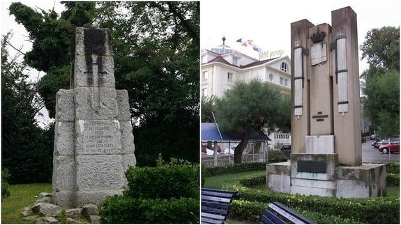 Monumento a la Brigada Navarra, en la avenida de la Reina Victoria. Y el monumento a las legiones italianas, delante del Casino de El Sardinero.